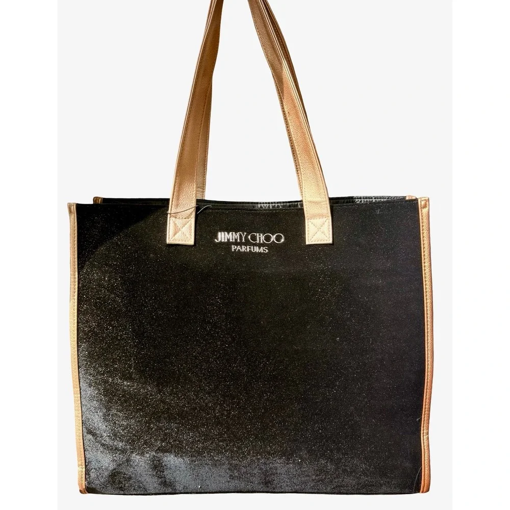 Jimmy Choo Parfums Tote‎ Black Velvet Gold Trim and sparkle Large Shopper Bag